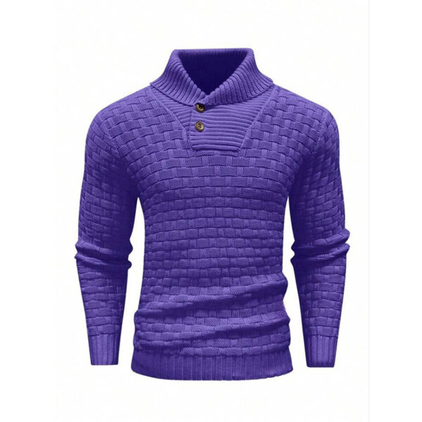 Men's Slim Turtleneck Sweater With Button Design Fashion Casual Solid Color Pullover Top Clothing - Image 3