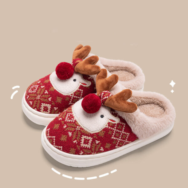 Cute Christmas Elk Plush Slippers Winter Ins Fashion Non-slip Floor Bedroom Home Slippers For Women Fuzzy House Shoes - Image 7