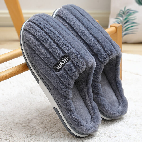 Home Cotton Slippers Women's Winter Plus Size Striped Plush Indoor - Image 2