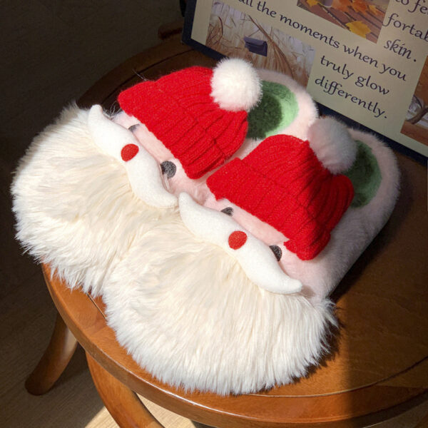 Cute Christmas Santa Claus Home Slippers Winter Warm Indoor Non-slip Floor Plush Shoes For Women - Image 6