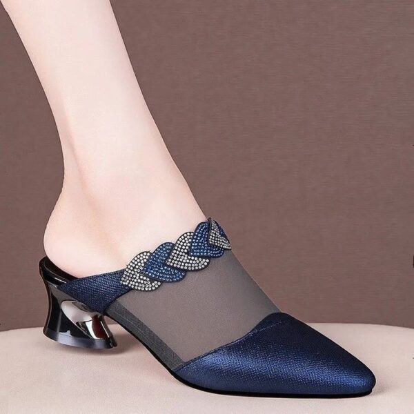 Soft Leather Mesh Closed-toe Slippers Women - Image 7