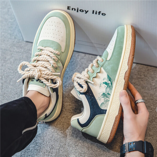 Lace-up Casual Shoes Men Soft Thick Sole Fashion Comfortable Breathable Flats Sneakers Student Platform Outdoor Walking Shoes - Image 3