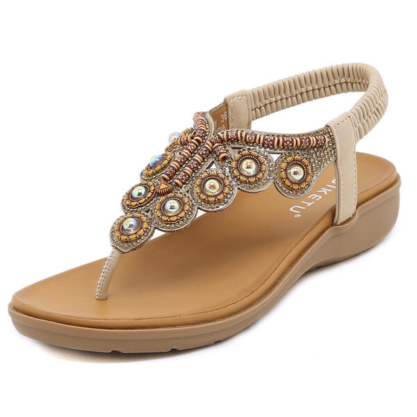 Women's Bohemian-style Beaded Rhinestone Buckle Sandals - Image 4