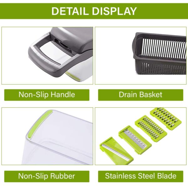 12 In 1 Manual Vegetable Chopper Kitchen Gadgets Food Chopper Onion Cutter Vegetable Slicer - Image 2