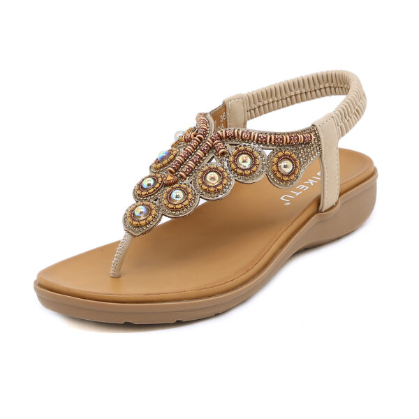 Women's Bohemian-style Beaded Rhinestone Buckle Sandals - Image 5