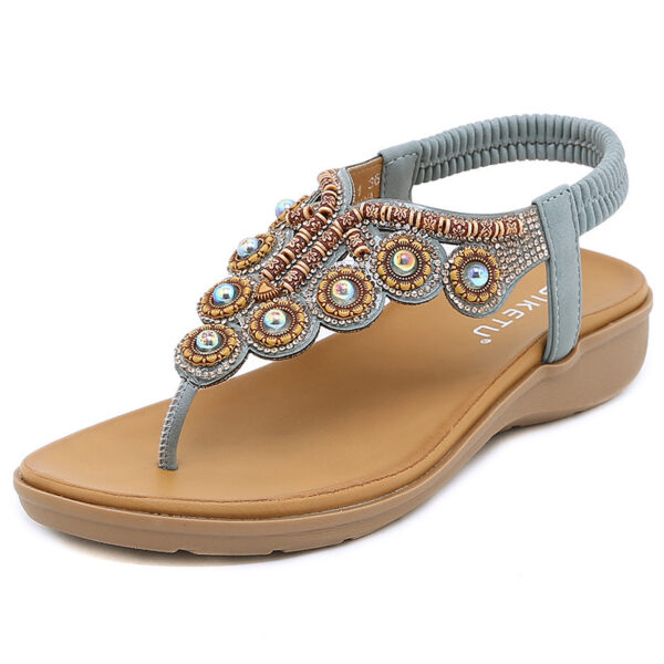 Women's Bohemian-style Beaded Rhinestone Buckle Sandals - Image 7