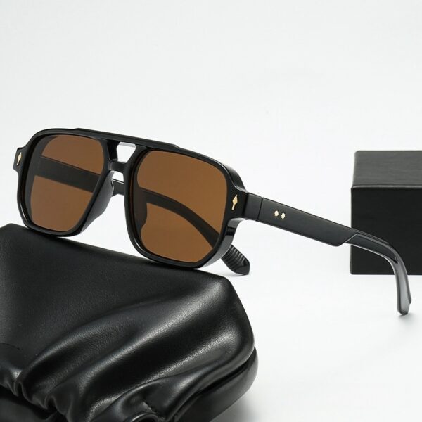 Square Fashion Double Beam Sunglasses Men's Retro Casual - Image 2