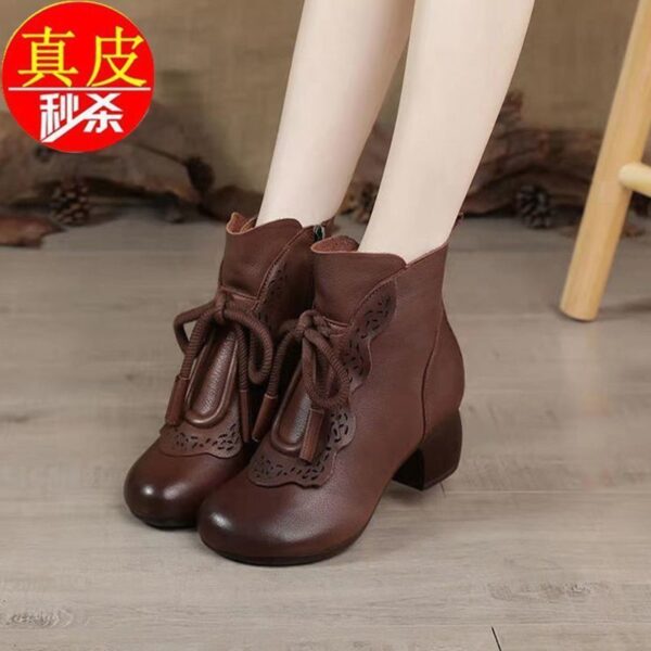 Real Soft Leather Women's Leather Boots Ethnic Style Retro - Image 8