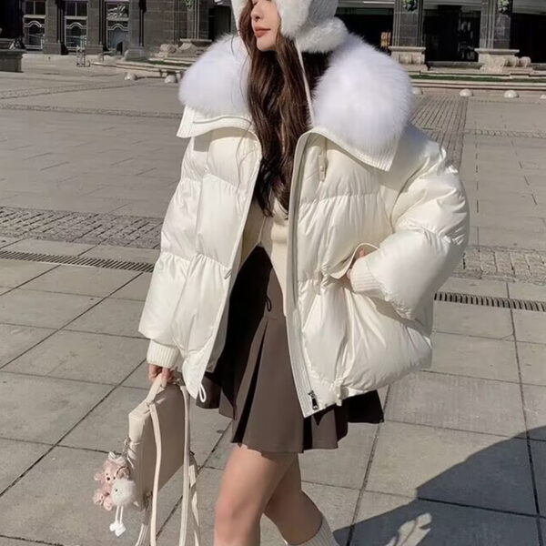 Down Cotton-padded Jacket Women's Short Fur Collar Thickened Coat Winter Clothing - Image 2