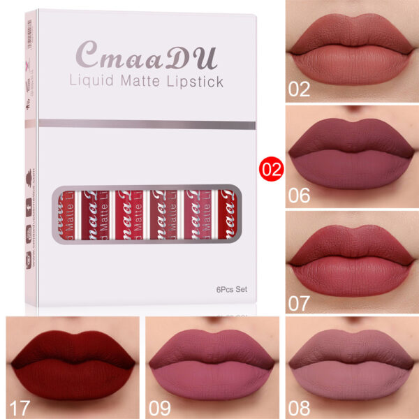 6 Boxes Of Matte Non-stick Cup Waterproof Lipstick Long Lasting Lip Gloss - Image 5