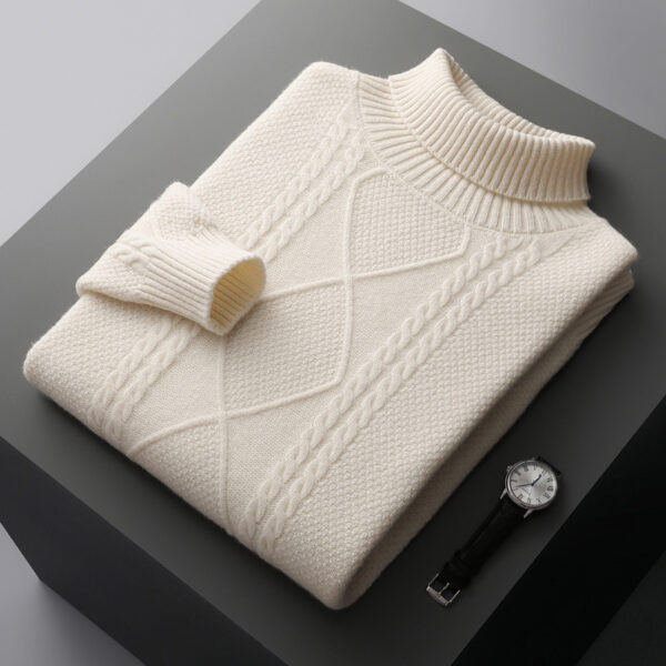 Men's Lapel High Collar Thick Loose Casual Knitted Sweater - Image 6