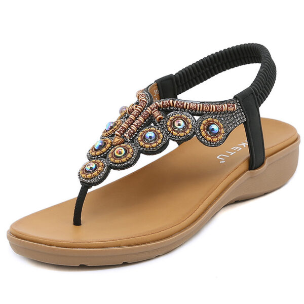 Women's Bohemian-style Beaded Rhinestone Buckle Sandals - Image 6