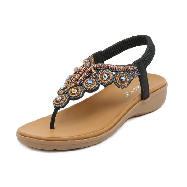 Women's Bohemian-style Beaded Rhinestone Buckle Sandals - Image 2