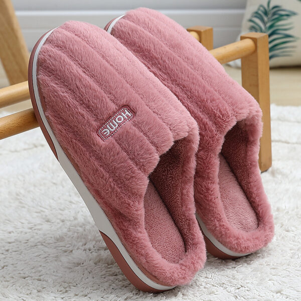 Home Cotton Slippers Women's Winter Plus Size Striped Plush Indoor - Image 4