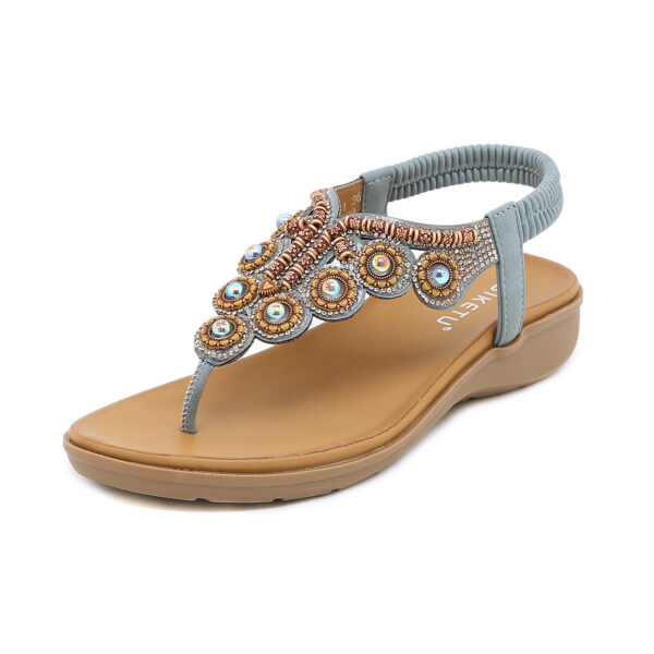 Women's Bohemian-style Beaded Rhinestone Buckle Sandals - Image 8